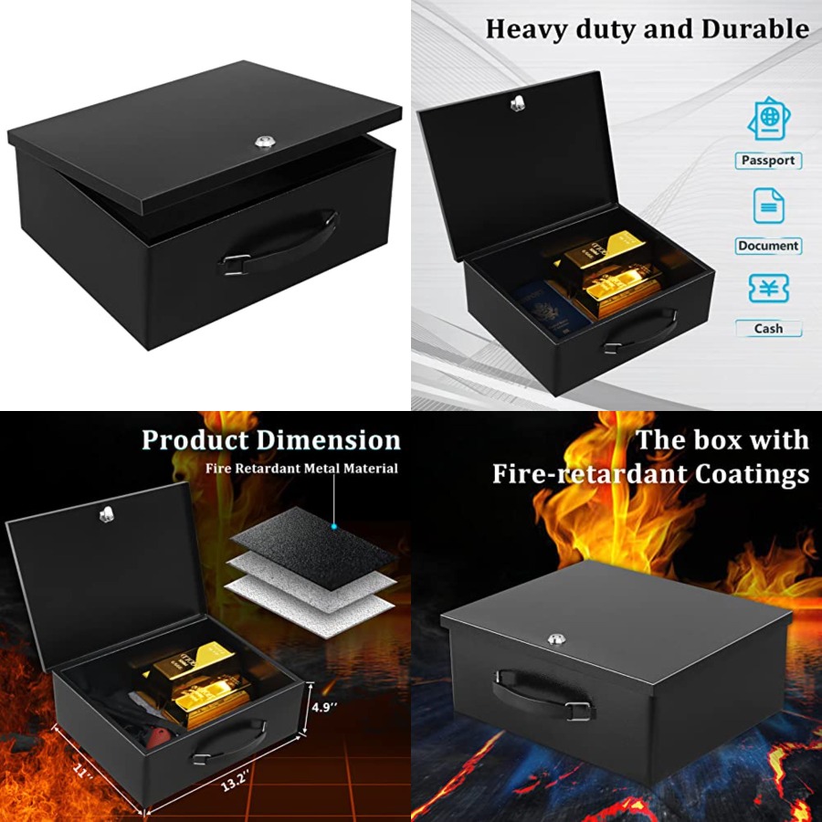 Portable Metal Safe Box with K - Fire Safe Document บทวิจารณ์และราคา