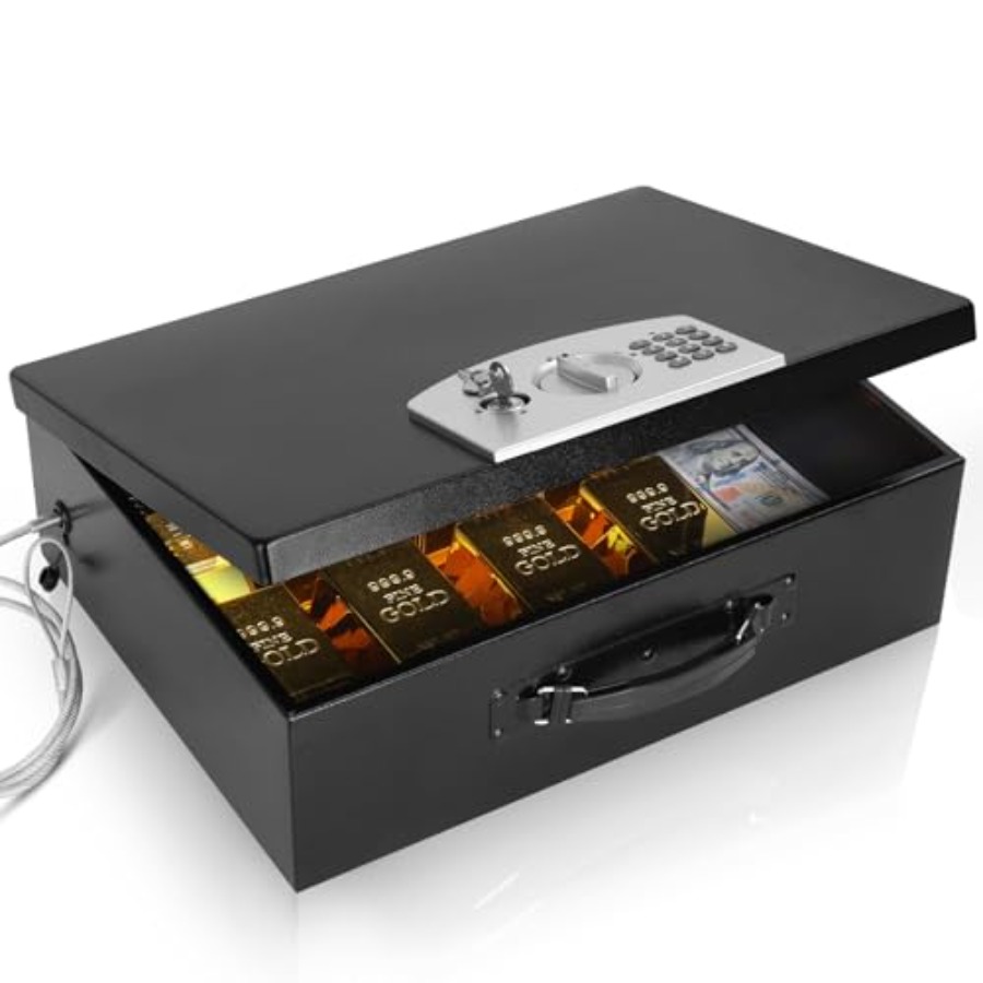 Portable Metal Safe Box with D - Fire Safe Document บทวิจารณ์และราคา