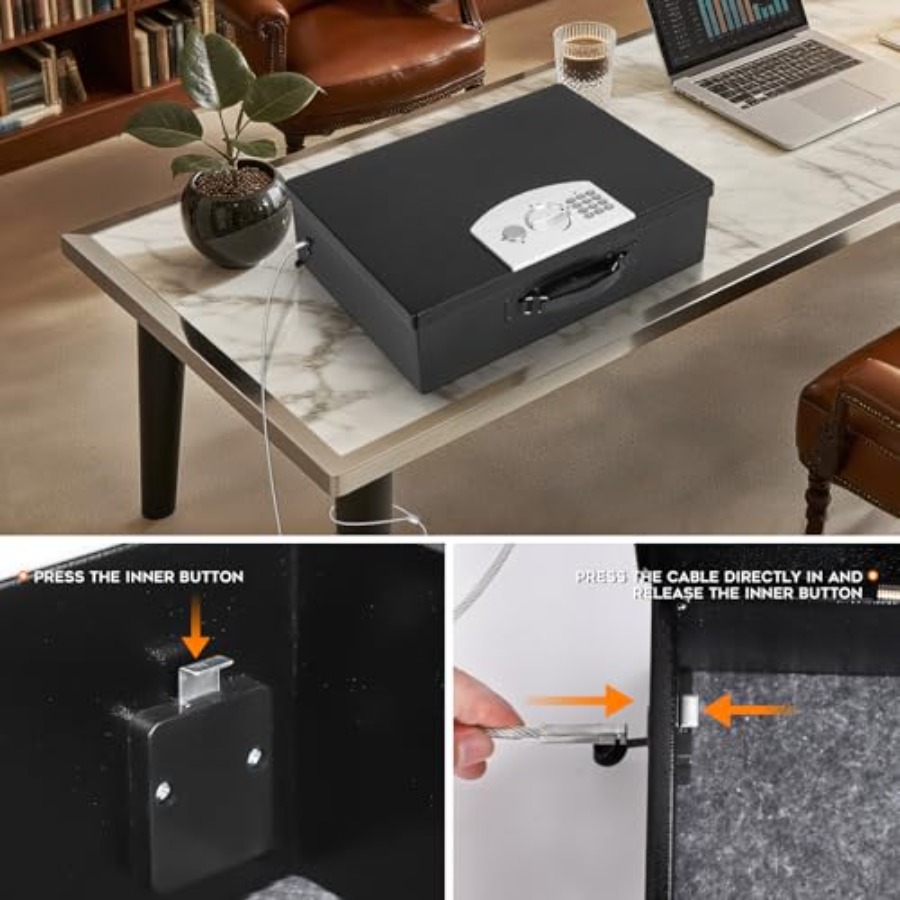 Portable Metal Safe Box with D - Fire Safe Document บทวิจารณ์และราคา