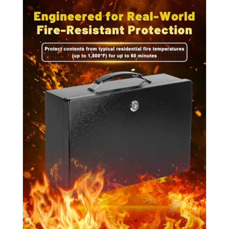 Fireproof Document Box with Ke - Fire Safe Document บทวิจารณ์และราคา