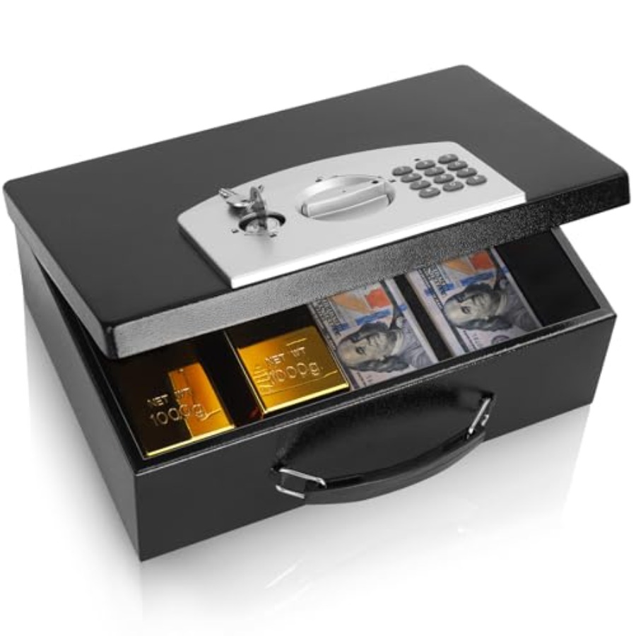 Portable Metal Safe Box with D - Fire Safe Document บทวิจารณ์และราคา