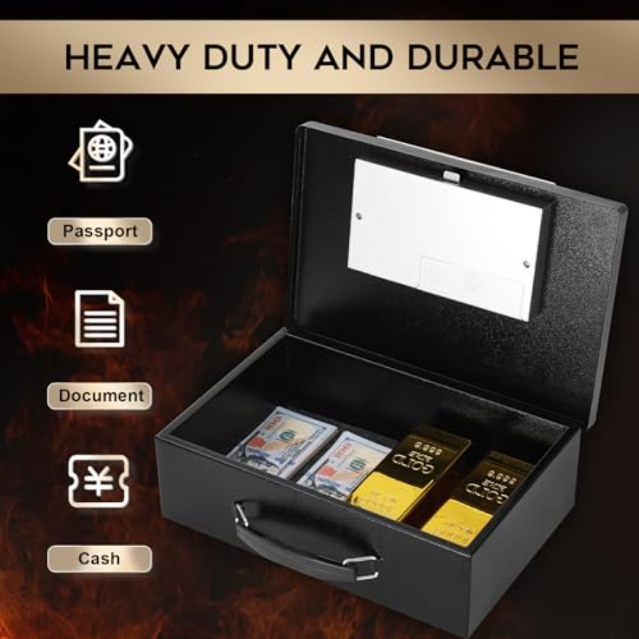 Portable Metal Safe Box with D - Fire Safe Document บทวิจารณ์และราคา