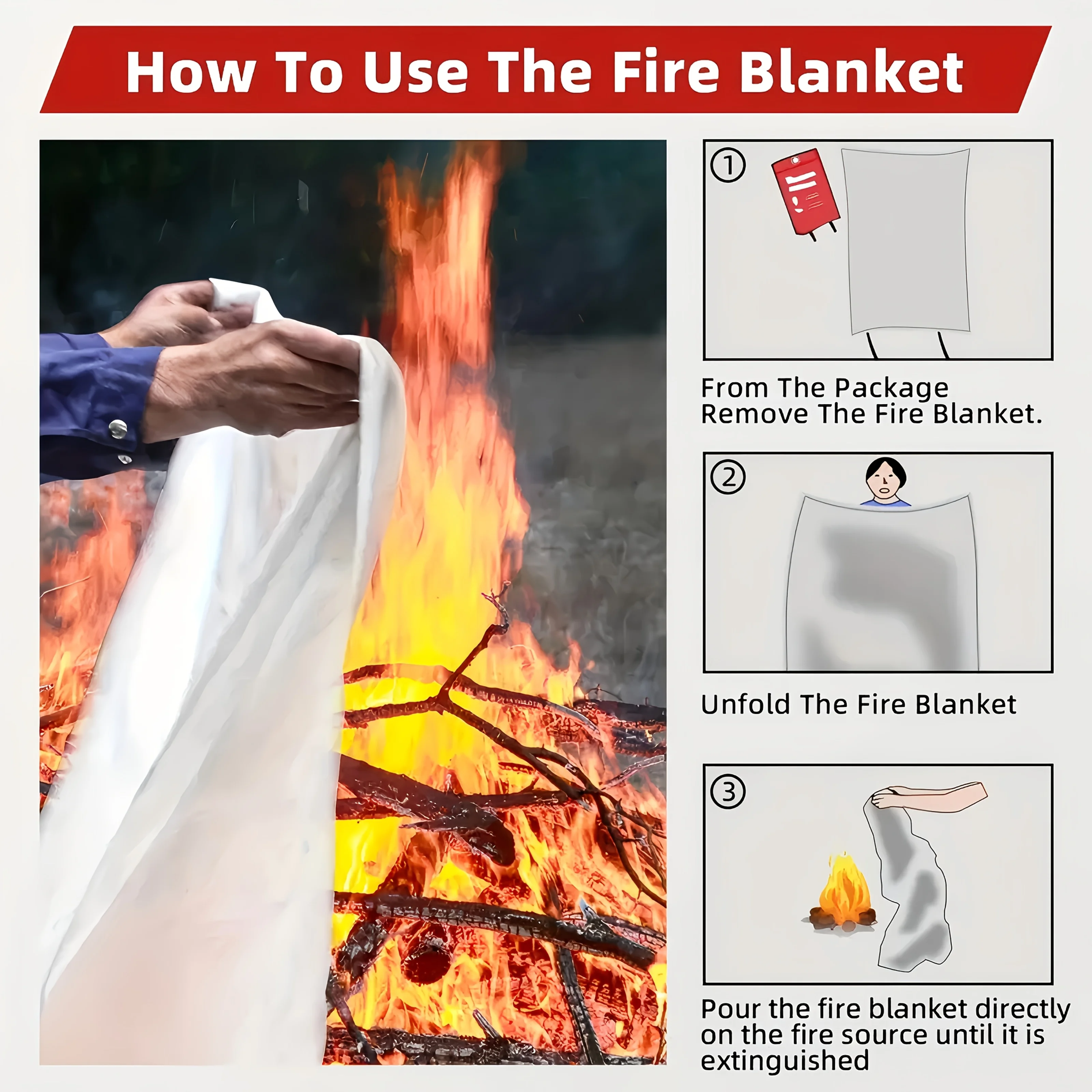 Fiberglass Fire Blanket Emerge - Fire Blanket Kitchen บทวิจารณ์และราคา