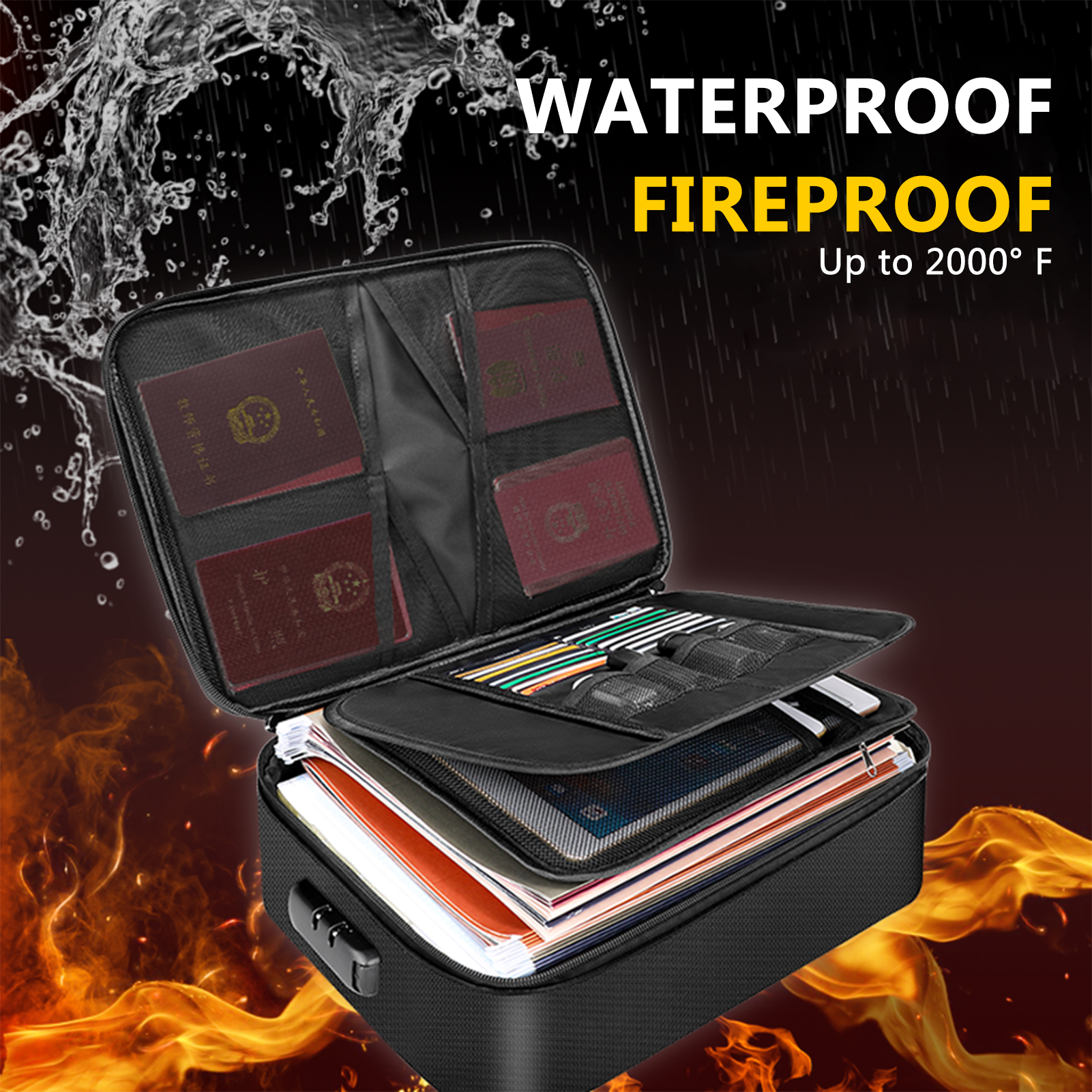 Fireproof Document Bag with Lo - Fire Safe Document บทวิจารณ์และราคา