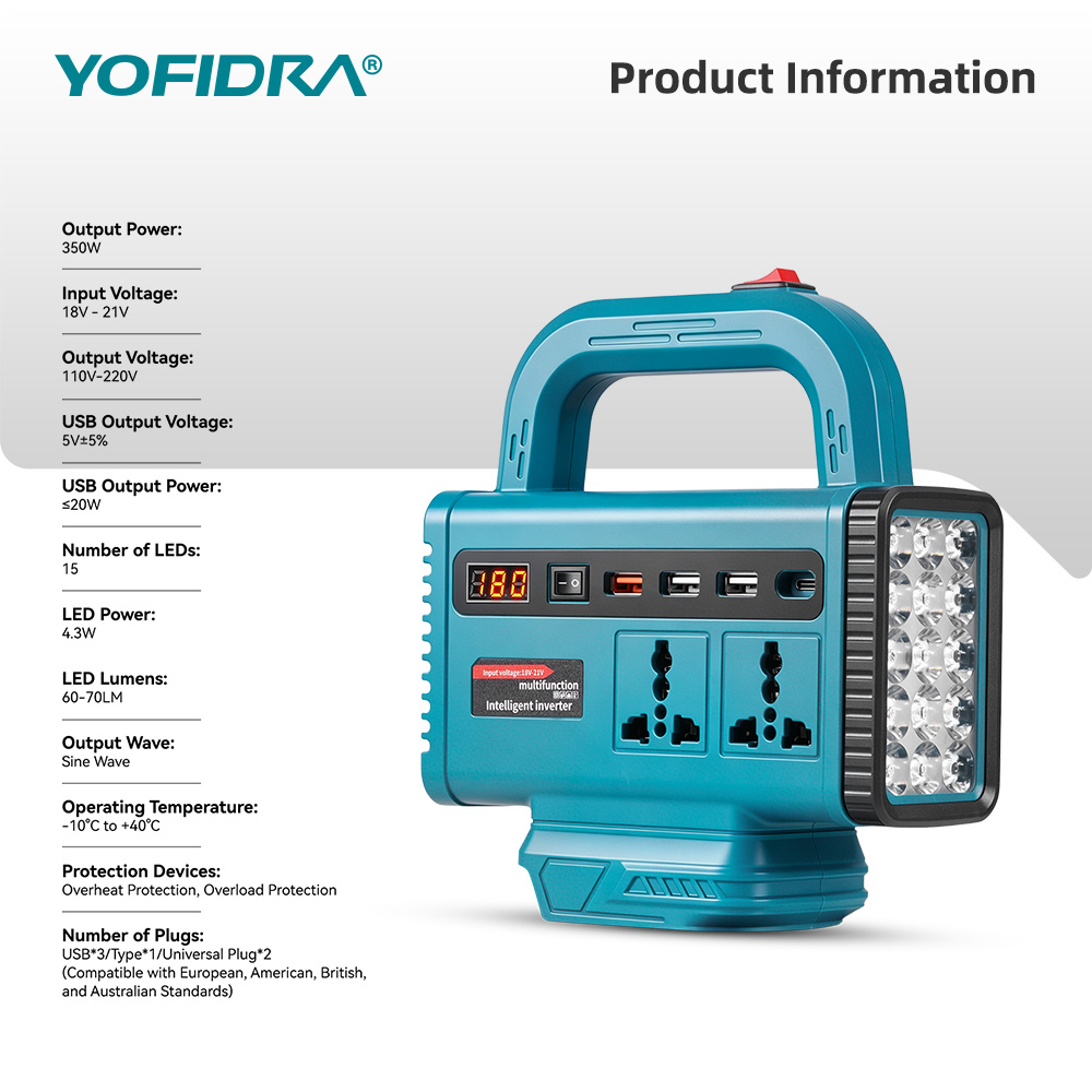 YOFIDRA 220V Portable Power In - Power Outage Light บทวิจารณ์และราคา
