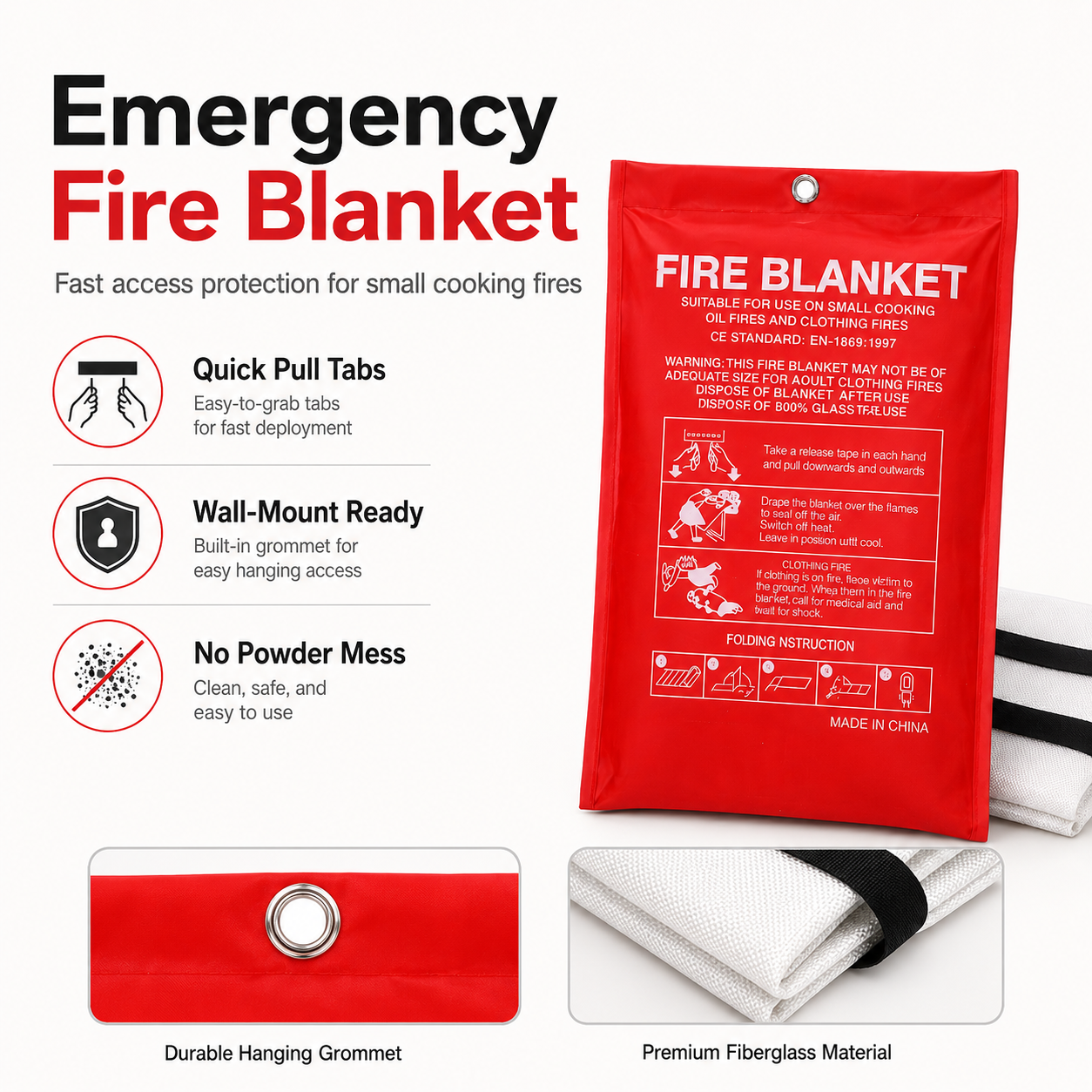 Fire Blanket / Emergency FireB - Fire Blanket Kitchen บทวิจารณ์และราคา