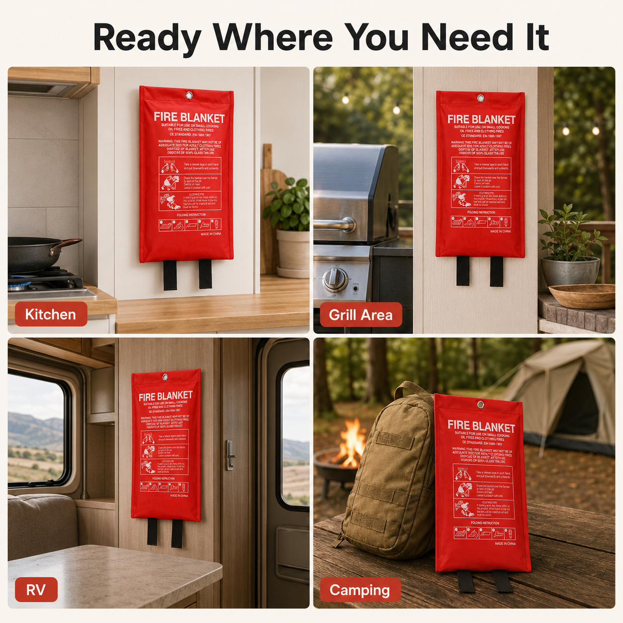 Emergency Fire Blanket For Hom - Fire Blanket Kitchen บทวิจารณ์และราคา